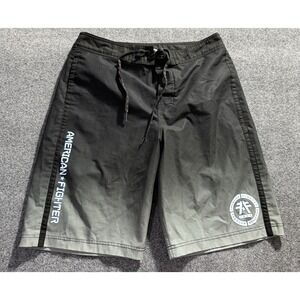 American Fighter MMA Board Shorts Mens Size 32 Ombré Black White